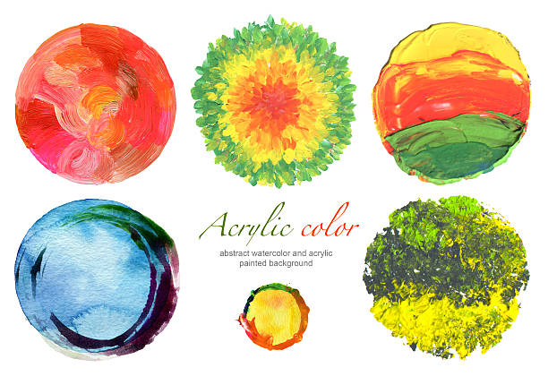 tło koło akrylu i watercolor malowane elementy projektu. - paint gouache paintbrush wallpaper brush stock illustrations