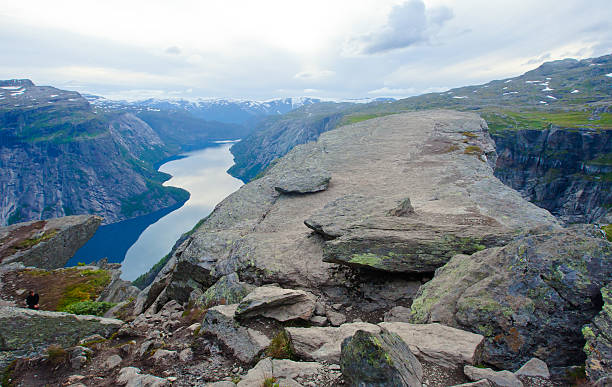 Famous norwegian rock hiking place - trolltunga, trolls tongue, Norway norway, nature, trolltunga, fjord, mountain, landscape, oslo, tongue, troll, hiking, norge, scandinavia, odda, summer, fjords, norwegian, lake, rock, iceland, reykjavik, ringedalsvatnet, hardanger, scandinavian, oslofjord, roldal, sognefjord, beautiful, blue, tourism, nordic, hardangervidda, prekestolen, preikestolen, kjerag, briksdal, Eidfjord, hordalann, Sognefjord, Hardangerfjord, Lysefjord, Geirangerfjord, Nordfjord, Oslofjord, Fjord Norway, Kjeragbolten, Pulpit Rock, Trollstigen, Voringsfossen, Vibrant, norway lysefjorden fjord norwegian currency stock pictures, royalty-free photos & images