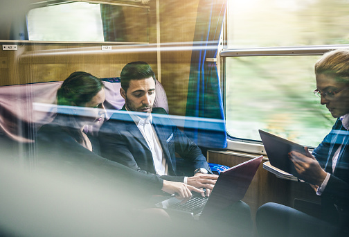 Business meeting on the train