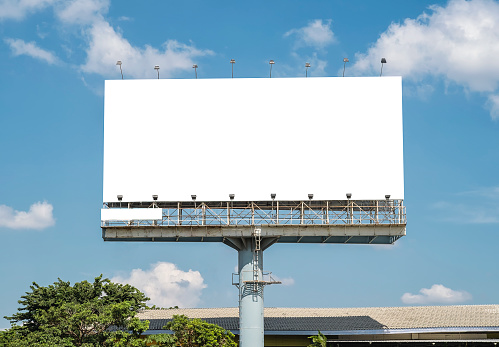 Blank Billboard Template in Bangkok, Thailand with clipping path