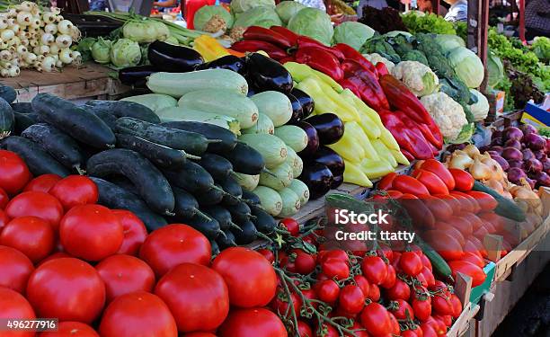 Market Food Stock Photo - Download Image Now - 2015, Cucumber, Food