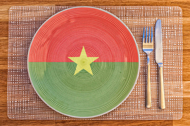 Dinner plate with the flag of Burkina Faso on it for your international food and drink concepts.