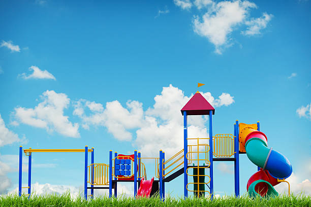 children playground on blue sky summer