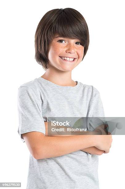 Cute Boy Smiling Stock Photo - Download Image Now - Child, Boys, White Background