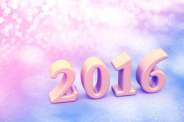 2016 New Year Christmas Yellow Text On The Snow Background