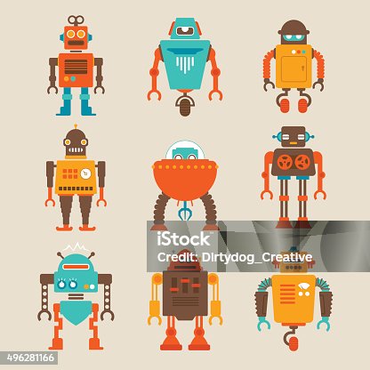 istock Set of Retro Robots 496281166