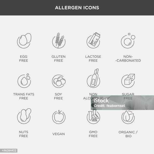 Vector Graphic Set Of Diet And Food Intolerance Symbols Stock Illustration - Download Image Now