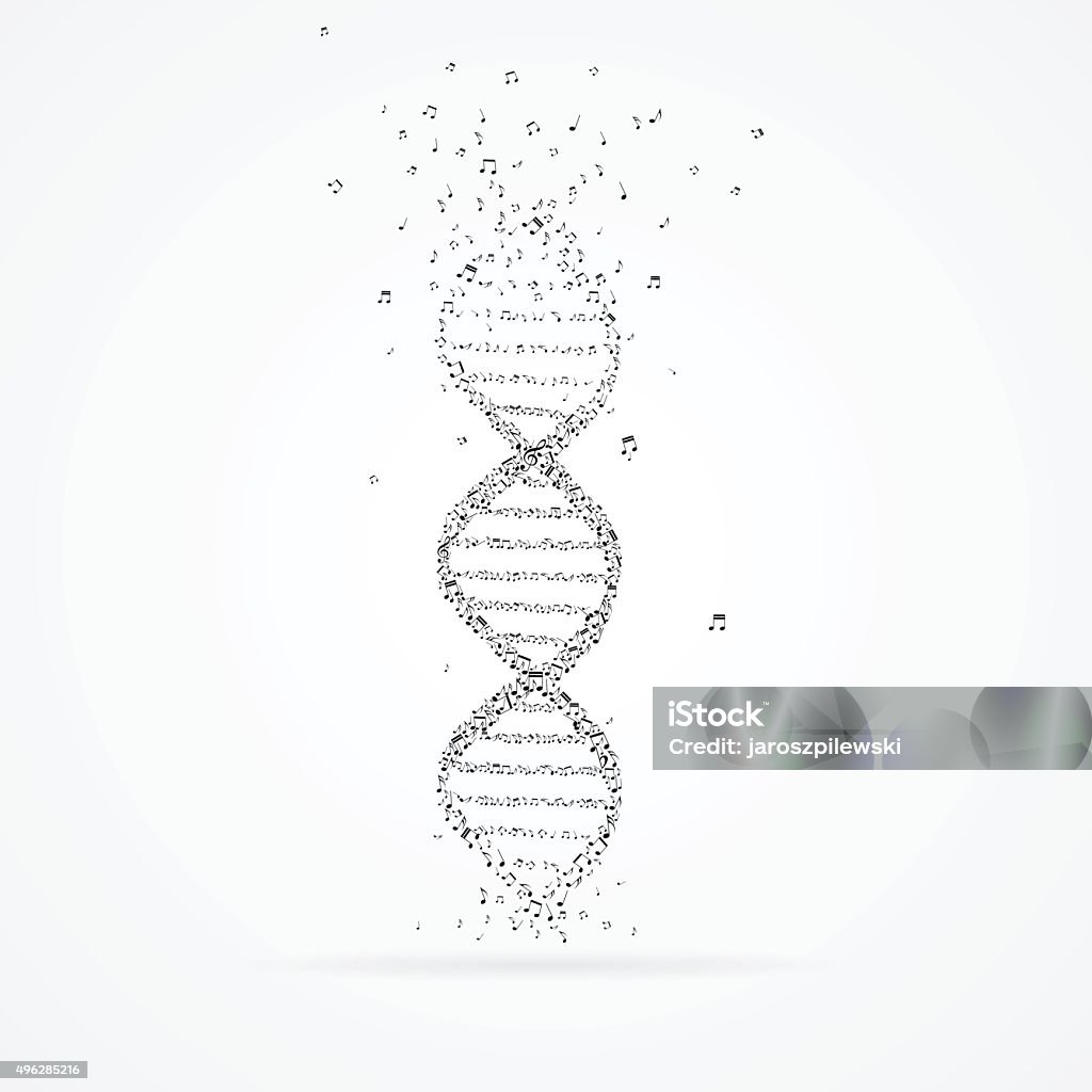 DNA helix made from tunes. Vector of DNA helix made from tunes isolated on white with shadow. DNA stock vector