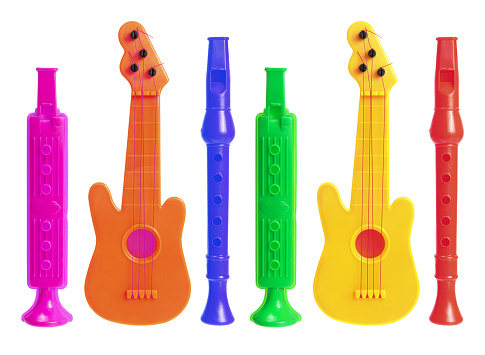 Musical Toys on White Background