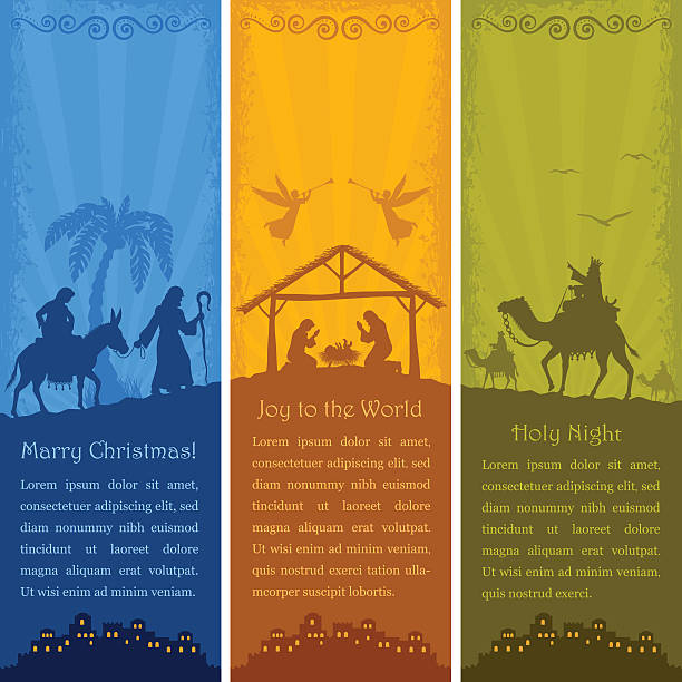 Nativity Scene - Vertical Banners High Resolution JPG,CS6 AI and Illustrator EPS 10 included. Each element is named,grouped and layered separately. Very easy to edit. bethlehem star stock illustrations