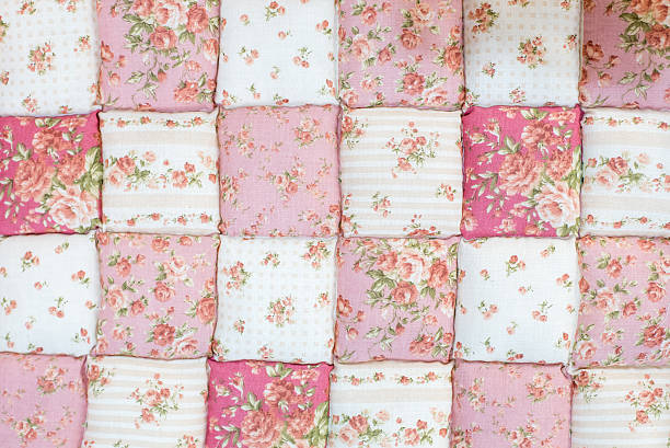 핑크 로즈 퀼트 배경기술 - quilt patchwork textile blanket 뉴스 사진 이미지