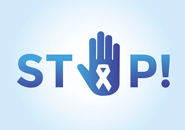 stop 癌医療ポスターのコンセプト - breast cancer breast cancer awareness ribbon social awareness symbol human hand点のイラスト素材／クリップアート素材／マンガ素材／アイコン素材