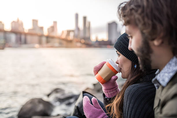 istock Young Couple Enjoying Sunset at Brooklyn Bridge, NYC 496288748