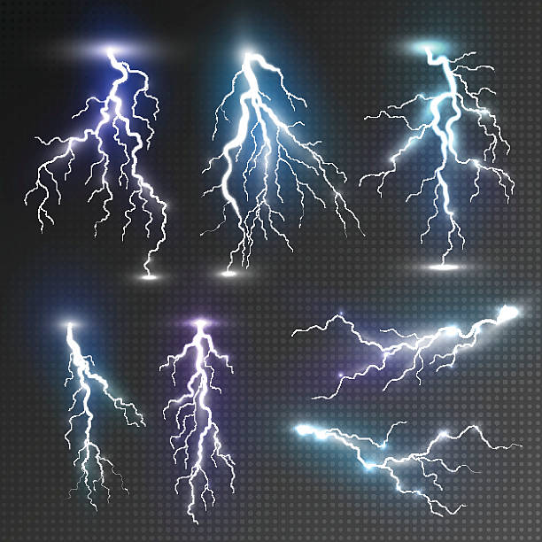 realistic lightnings セット - zapping点のイラスト素材／クリップアート素材／マンガ素材／アイコン素材