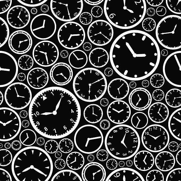 white watch dial and black background seamless pattern eps10 white watch dial and black background seamless pattern eps10 clock patterns stock illustrations