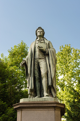 Public statue of Friedrich Schiller  in Frankfurt/Germany. Schiller (1759-1805) was a famous German writer, poet, historian and philosopher.