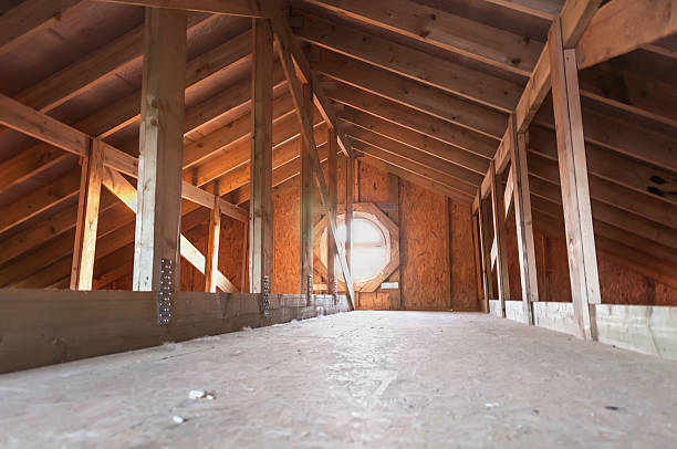 attic wood construction stock photo