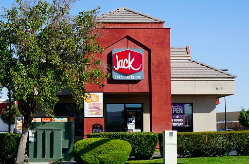 Ridgecrest, California, USA - May 25, 2014: A Jack in the box location in Ridgecrest. Jack in the box is a chain of fast food locations in the US.