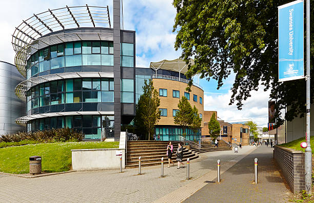 Swansea University Campus Swansea, Wales, Uk,  June/03/ 2014 : Swansea University Campus during the postgraduate open day 03 June 2014, people walking in front of Digital Technium building swansea stock pictures, royalty-free photos & images