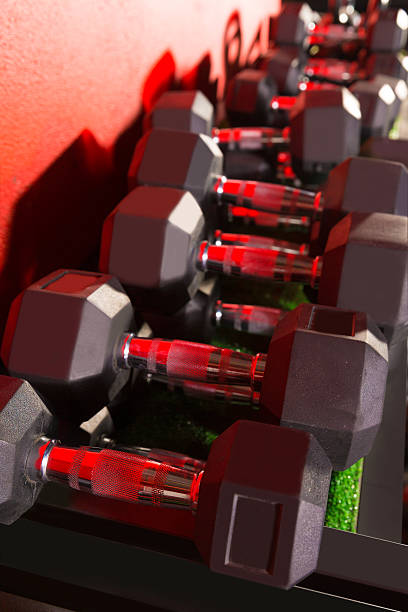 istock Hex Dumbbells weight training equipment gym 496307885
