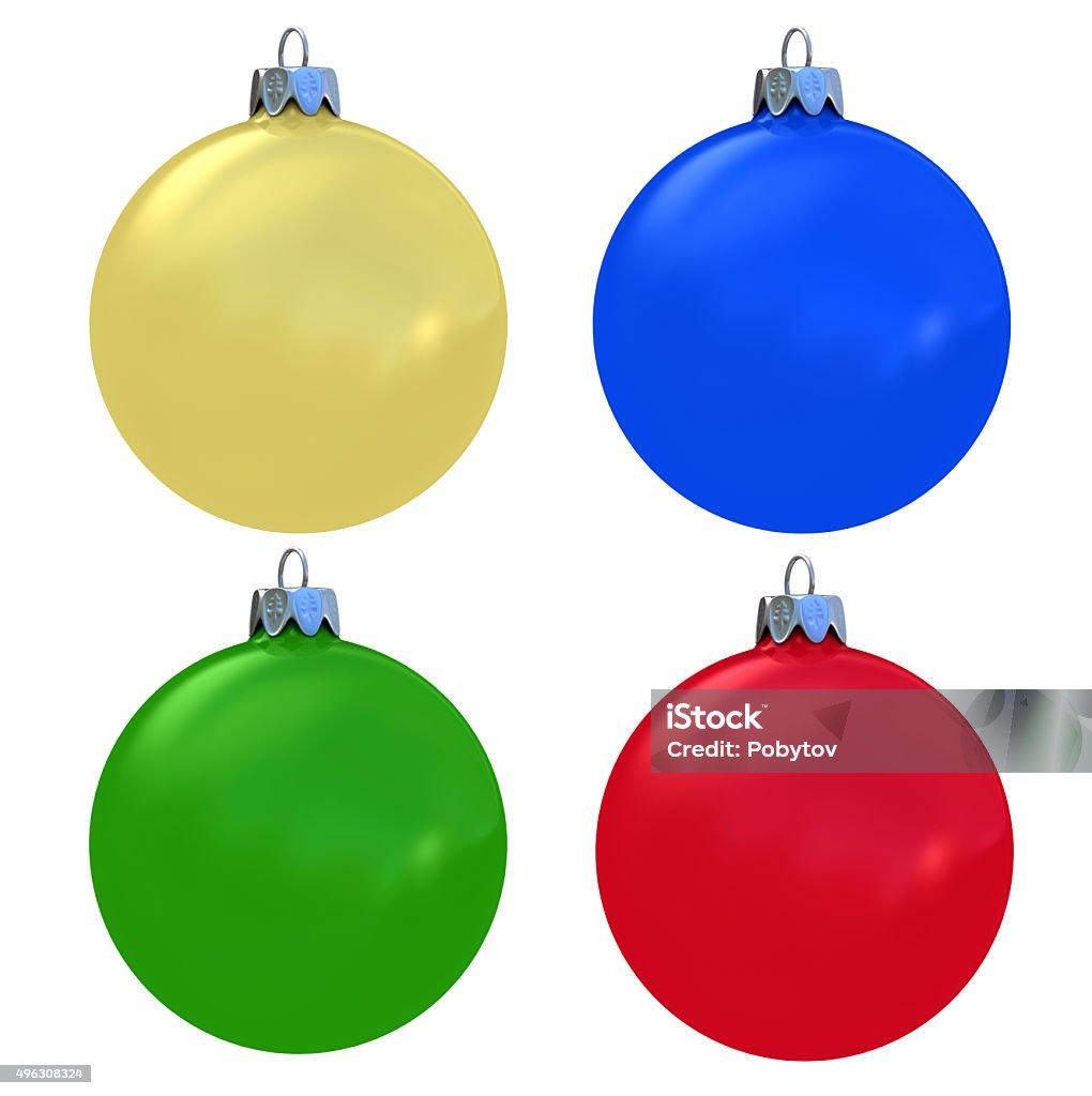 Colorful Christmas Balls Isolated on White 2015 Stock Photo