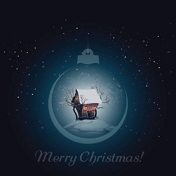 istock Christmas ball. Winter landscape with brick house 496309716