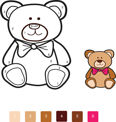 Bear Coloring By Number Stock Illustration - Download Image Now - 2015