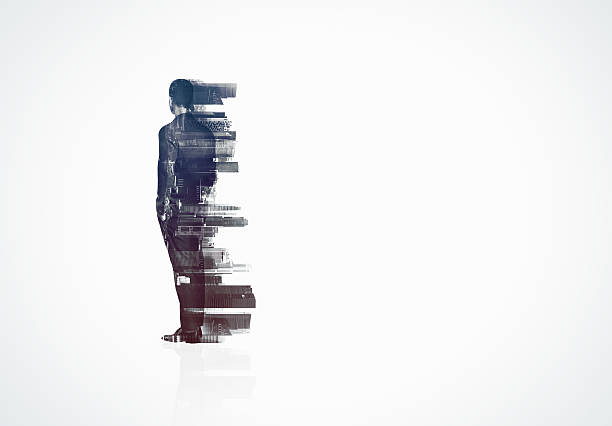 istock Bw multi exposure of young business man looking at the 496316106