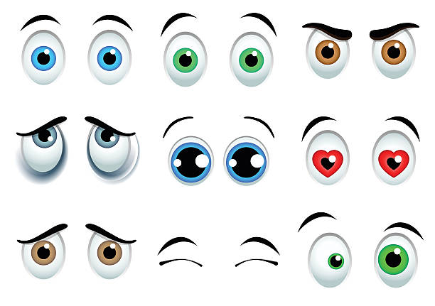 Cartoon eyes set 9 Cartoon eyes set isolated on white background clip art of number nine stock illustrations