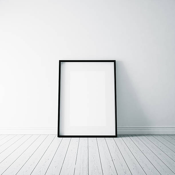 istock Photo of empty frame on the white floor. Vertical. 3d 496316570