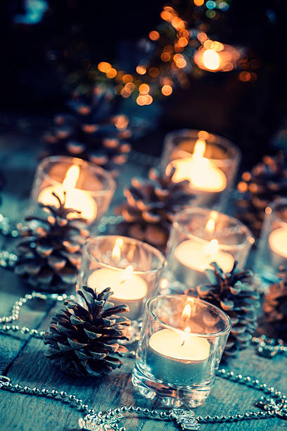 istock Christmas and New Year's background with candles 496317304