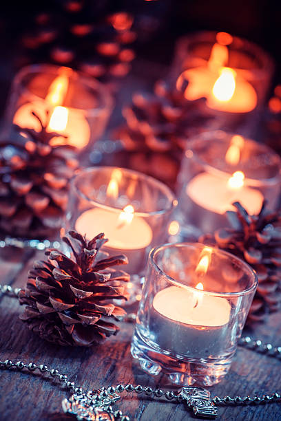 istock Christmas and New Year's background with candles 496317566