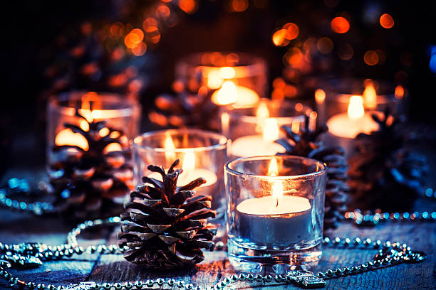 istock Christmas and New Year's background with candles 496317862