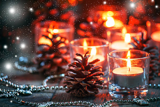 istock Christmas and New Year's background with candles 496318142