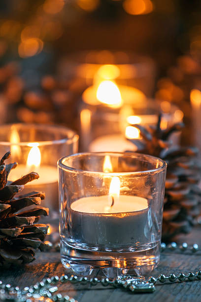 istock Christmas and New Year's background with candles 496318790