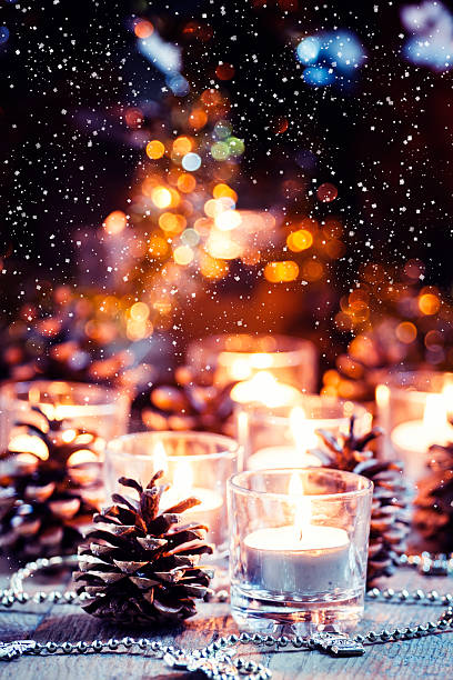 istock Christmas and New Year's background with candles 496319040