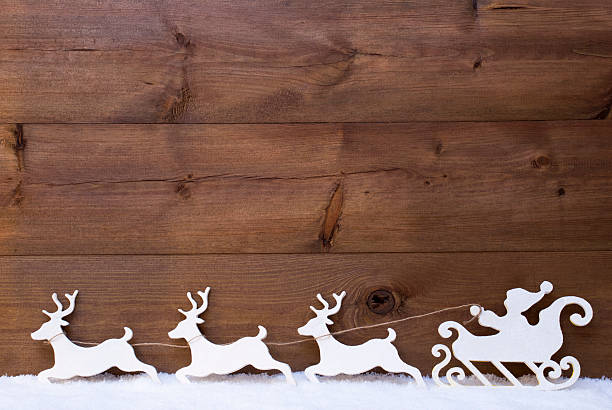 istock White Santa Claus Sled, Reindeer, Snow, Copy Space 496319068