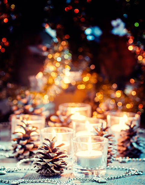 istock Christmas and New Year's background with candles 496319252