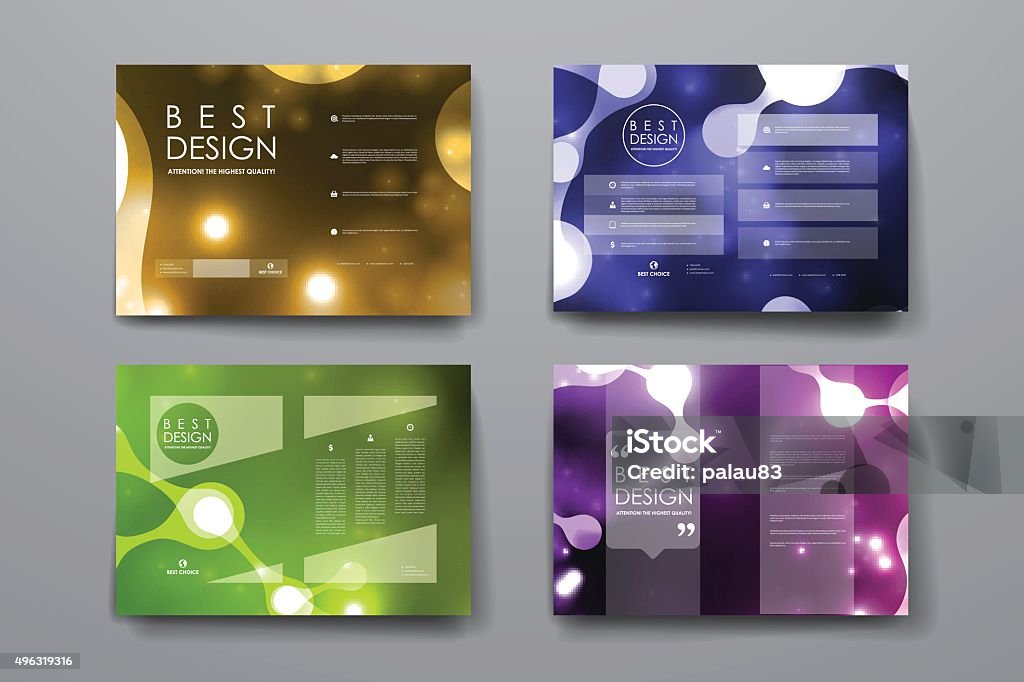 Set of brochure, poster design templates in neon molecule structure Set of brochure, poster templates in neon molecule structure style. Beautiful design and layout Abstract stock vector