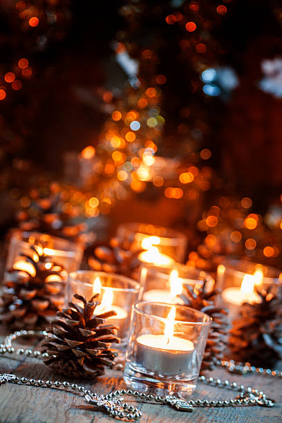 istock Christmas and New Year's background with candles 496319464