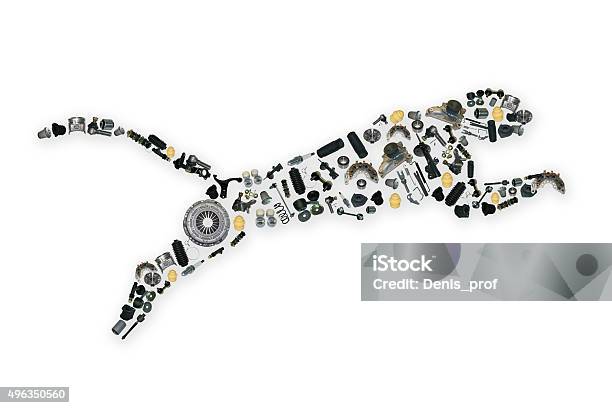 Collected By Many Spare Parts Of The Jaguar Stock Photo - Download Image Now - Spare Part, Car, Model Kit