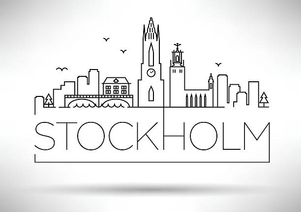 bildbanksillustrationer, clip art samt tecknat material och ikoner med stockholm city line silhouette typographic design - stockholm