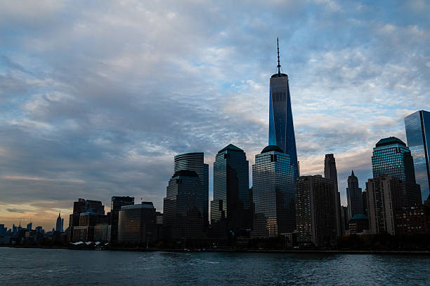 istock Sunset view of New York Skyline Finacial District 496353326