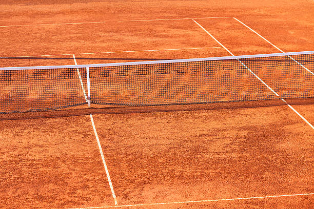 istock Empty Clay Tennis Court and Net 496353857