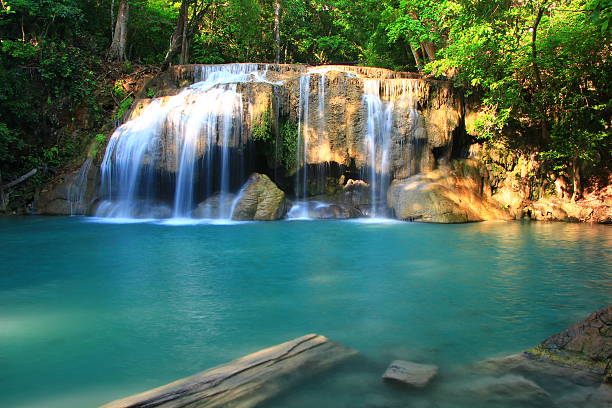 Erawan Waterfall in Kanchanaburi, Thailand stock photo