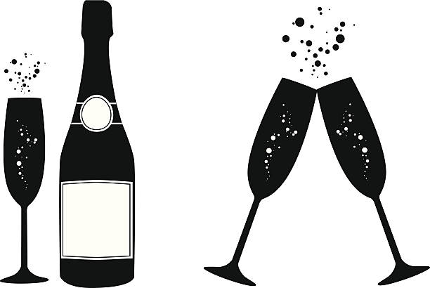 illustrazioni stock, clip art, cartoni animati e icone di tendenza di illustrazioni vettoriali di icone di diversi champagne - champagne