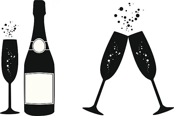 Vector illustration of vector illustrations of several champagne icons