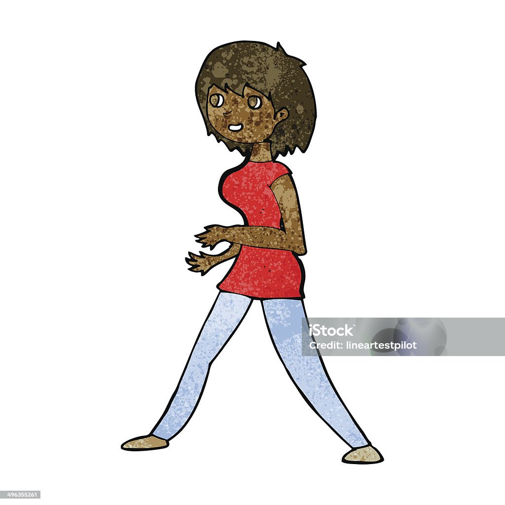 Femme en dessin animé à pied - clipart vectoriel de Adulte libre de droits