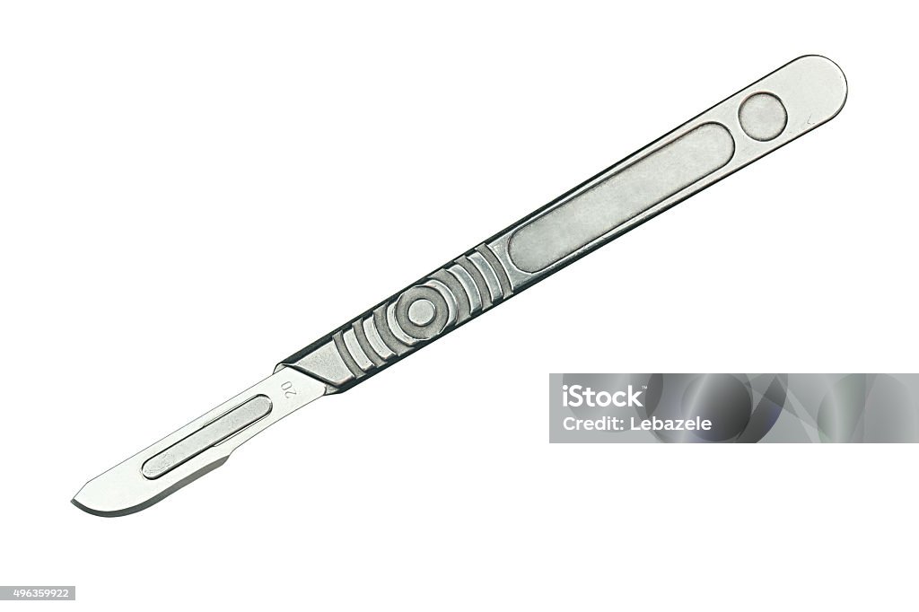 Scalpel Clipping Path Stainless steel scalpel isolated on white background. Includes clipping path with ~2-3 px tollerance. (requires contraction to use on non-white backgrounds)  Scalpel Stock Photo