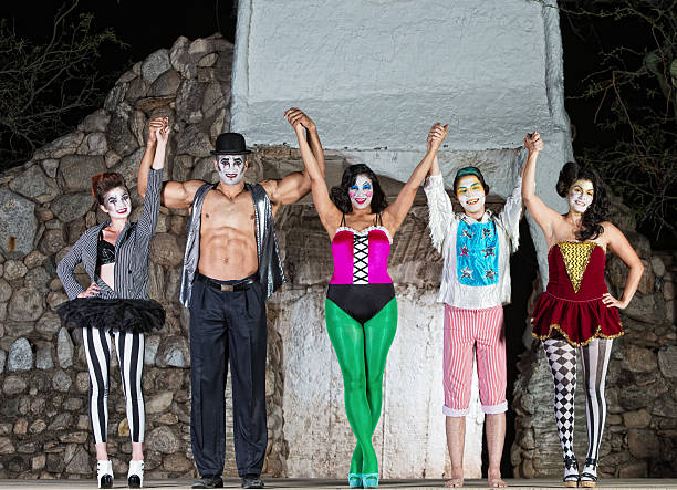 istock Happy Cirque Clowns on Stage 496360436